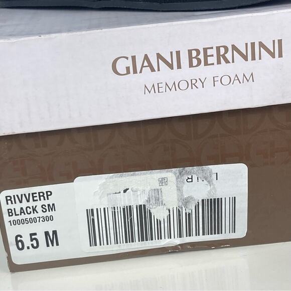 NEW * GIANI BERNINI Black Platform Rivver Wedge Slip On Thong Sandals 6.5 - Picture 11 of 14